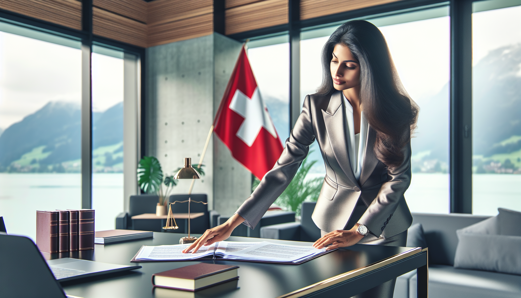 Bild zum Artikel "GmbH oder AG? Die richtige Rechtsform für Ihr Startup in Oftringen" - Ein Unternehmer berät sich vor einem Laptop mit Dokumenten über Rechtsformen.